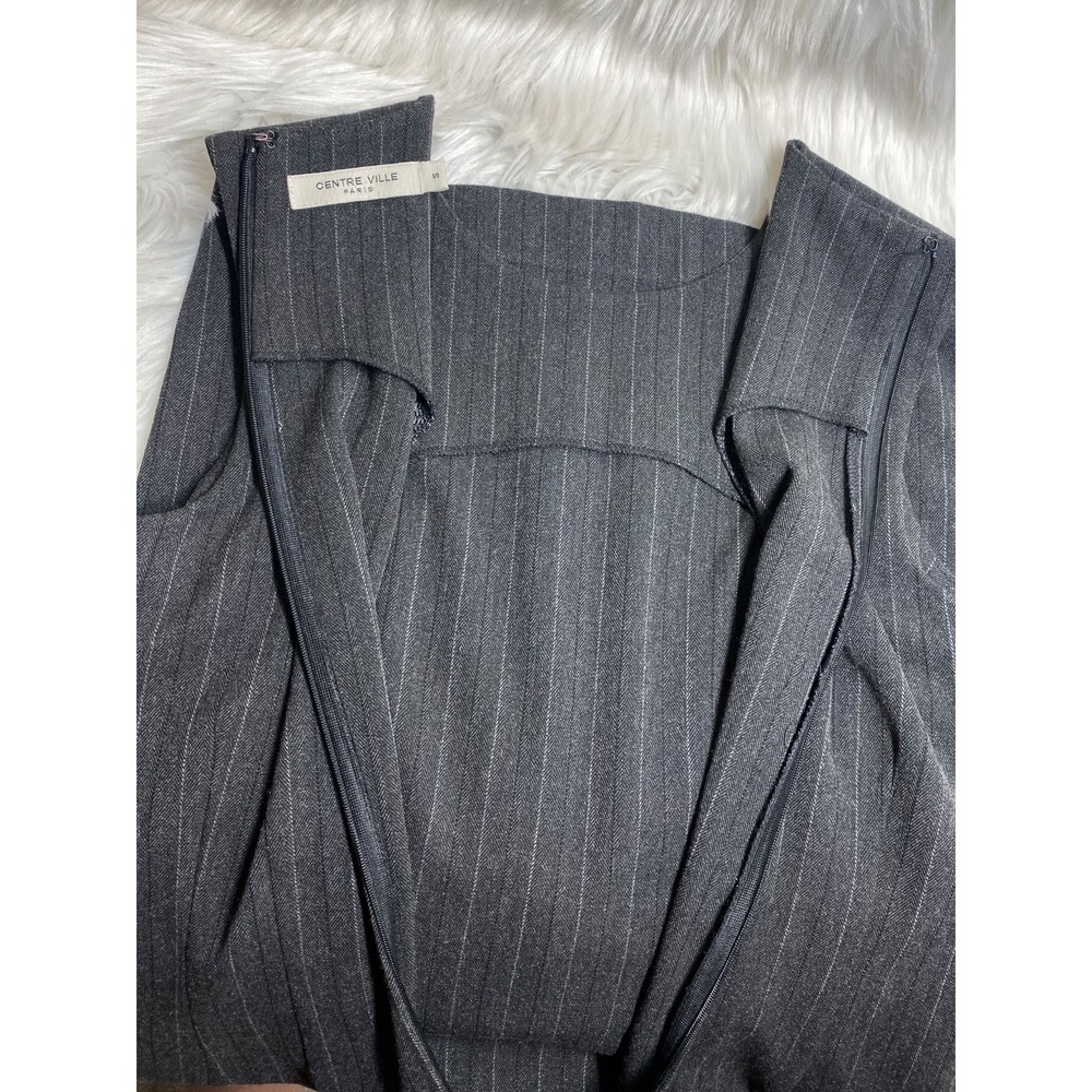 Centre Ville Paris Grey Pinstripe Sheath Dress Sleeveless Office Size S Corpcore - Picture 6 of 10